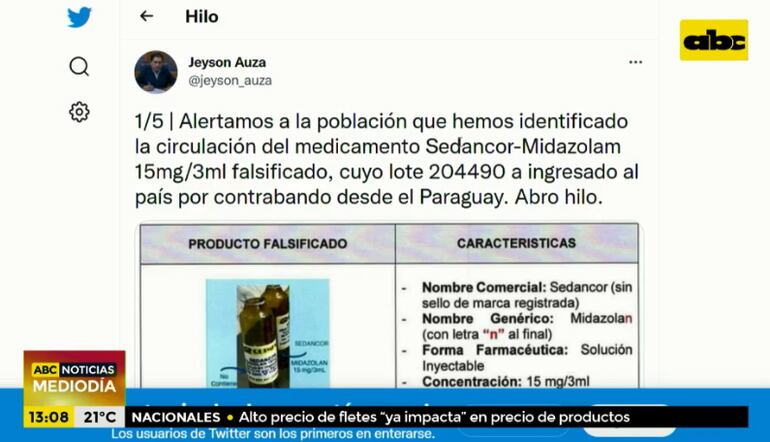 Paraguay contrabandea midazolam falso a Bolivia.