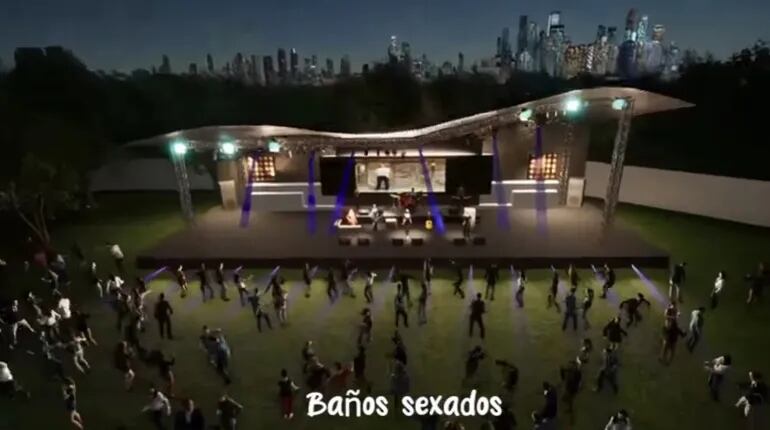 Maqueta del proyecto de construcción del escenario a cielo abierto de la Gobernación de Alto Paraná.