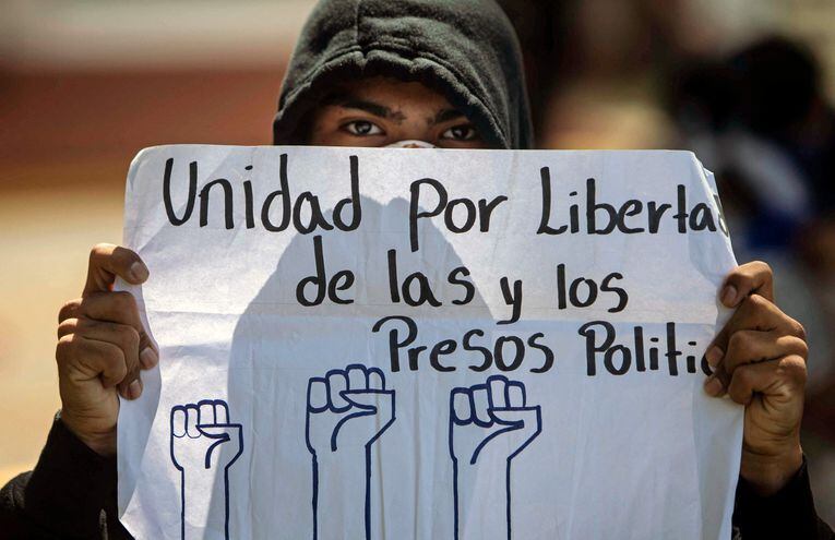 Imagen de archivo de una manifestación ciudadana, pidiendo la libertad de los presos políticos del gobierno filocomunista de Nicaragua.