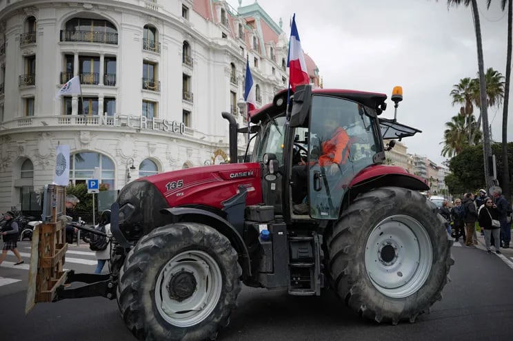 Protesta de agroproductores en Nice, Francia.