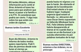 Ana Dina Coronel dio a conocer los mensajes de WhatsApp que envió al entonces ministro de Justicia, Édgar Olmedo, para informarle que recibió datos sobre secuestrados por el EPP.