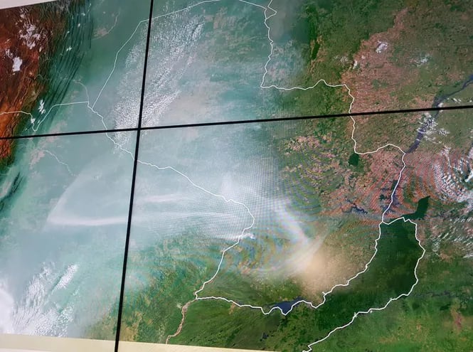 Mapa que muestra la bruma sobre Paraguay (09:30 horas) / Dirección de Meteorología e Hidrología.