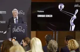 El presidente de los Premios Platino y Egeda (Entidad de Gestión de Derechos de los Productores Audiovisuales de España), Enrique Cerezo, durante la presentación de XI Edición de los Premios Platino que se realizó hoy en Madrid.
