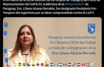 Liliana Alcaraz asumió la presidencia pro-tempore de Gafilat, mientras el gobierno sigue aniquilando leyes de control anticorrupción y transparencia.