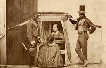 Señora en litera con dos esclavos, Bahía, c. 1860 (Acervo Instituto Moreira Salles)