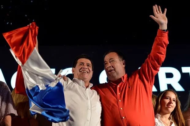 Fotografía de archivo: Horacio Cartes y Juan Afara fueron compañeros de fórmula en las elecciones de 2013, cuando ganaron la presidencia y la vicepresidencia de la República.