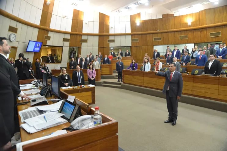 juramento de Édgar Olmedo como miembro del Consejo de la Magistratura ante la Cámara de Diputados.
