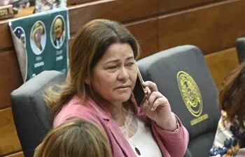 La diputada colorada Cristina Villalba durante una sesión en la Cámara de Diputados.