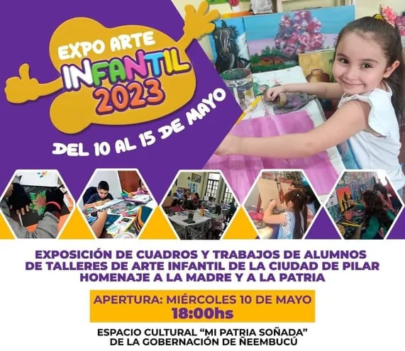 Organizan primera exposición de arte infantil en la ciudad de Pilar.