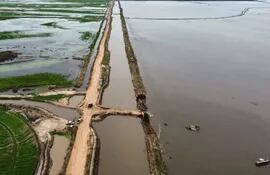 Cultivos de arroz, inundados