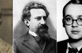 De izquierda a derecha, Ezra Pound (1885-1972), José Segundo Decoud (1848-1909) y Robert Brasillach (1909-1945).