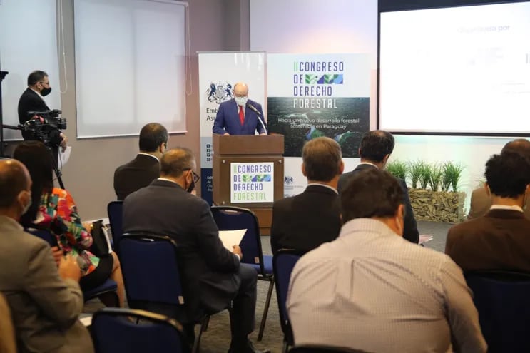El ministro César Manuel Diesel  participó en el Congreso de Derecho Forestal, esta mañana.