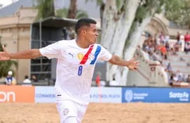 El pynandi Jhovanny Benítez celebra uno de los goles de Paraguay en el triunfo de ayer frente a Venezuela por la cuarta fecha del Grupo B de la Copa América.