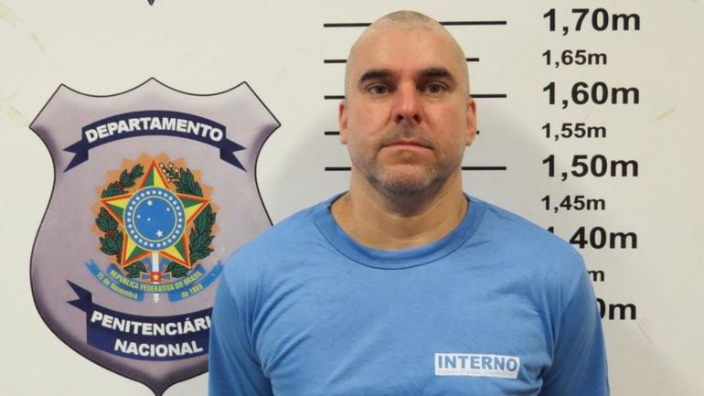 Marcelo Pinheiro, alias Piloto, ya en su lugar de reclusión en el Brasil.
