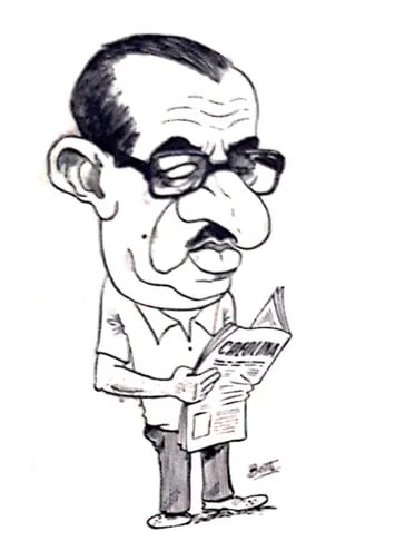 Isaac Kostianovsky, "Kostia", en una caricatura de Botti
