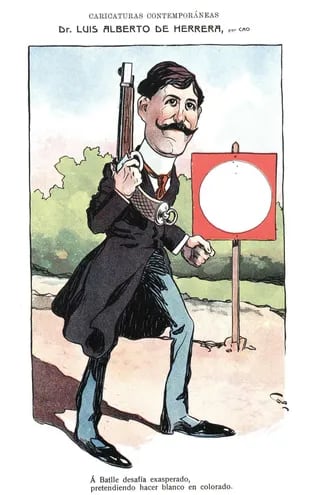 Luis Alberto de Herrera en una caricatura dibujada por José María Cao Luaces, revista Caras y Caretas nº 396, mayo de 1906.