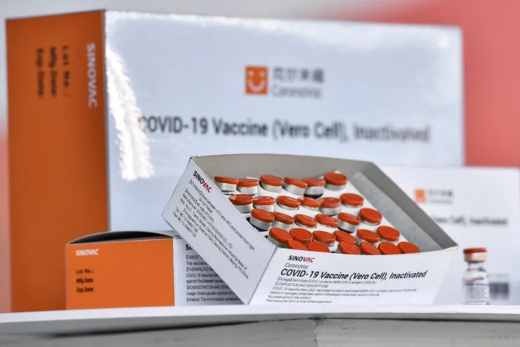 Vacunas chinas CoronaVac producidas por el laboratorio Sinovac.