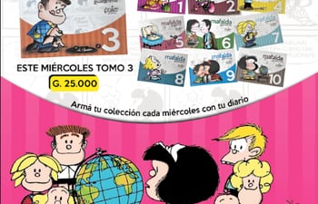 El tomo 3 de Mafalda propone crítica a la educación, en guaraní. Libro: G. 25.000.