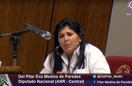 Intervención de la diputada Del Pilar Medina durante la sesión del 25 de marzo, cuando debía guardar cuarentena.