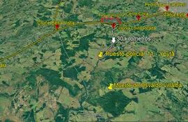 El ataque al puesto policial Nº 11 de la colonia Ypytã de Amambay se produjo a 30 kilómetros de la Ruta PY05. Otros 30 kilómetros al sur queda el lugar de la muerte del jefe del EPP, Osvaldo Villalba, en la zona del Cerro Guasú.