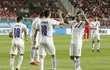 Miguel Almirón (i) y Derlis González festejan el tanto de la selección paraguaya contra Corea del Sur en el amistoso de la Fecha FIFA de junior en Suwon.