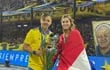Óscar Romero y Jani González posando felices con la copa de campeón de Boca Juniors. Y, por supuesto, nuestra tricolor estuvo muy presente.