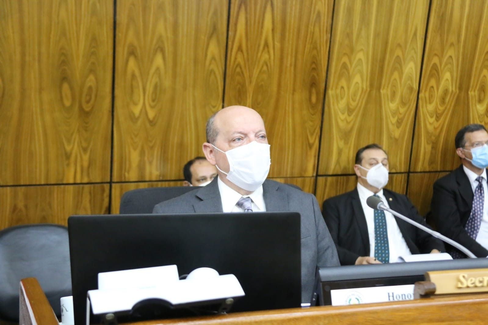 El presidente de la Corte Suprema de Justicia César Diesel durante la defensa de su plan de gastos para el 2022