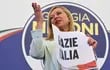 La líder del movimiento de derecha "Hermanos de Italia", Giorgia Meloni, ganó con comodidad las elecciones en Italia, el domingo.  (EFE/EPA)