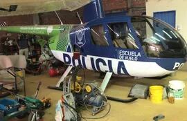 Un helicóptero de la Policía de la provincia de Buenos Aires (Argentina) fue hallado en el hangar.