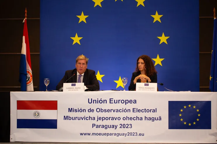 El jefe Misión de Observación Electoral de la Unión Europea en Paraguay Gabriel Mato Adrover, brindó una conferencia de prensa hoy.