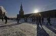 Ola de frío en la Plaza Roja de Moscú, Rusia.