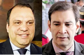 El ministro de Desarrollo Social, Mario Varela, y el senador Silvio "Beto" Ovelar (Derecha), líderes regionales de la ANR en Caaguazú que no están en condiciones de darse el "abrazo republicano".