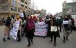 Mujeres protestan en Kabul, Afganistán, este domingo.