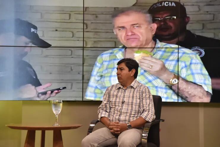 Agente fiscal Néstor Coronel y, en pantalla, Ramón González Daher.