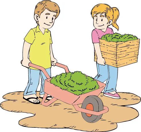 niños huerta clipart