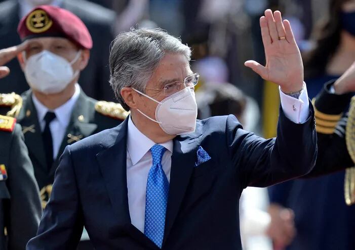El nuevo presidente de Ecuador, Guillermo Lasso, a su legada a la Asamblea Nacional (Ecuador) para la toma de posesión.  (Rodrigo BUENDIA / AFP)