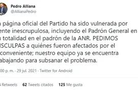 Pronciamiento de Pedro Alliana tras escandaloso caso de afiliación masiva irregular a la ANR.