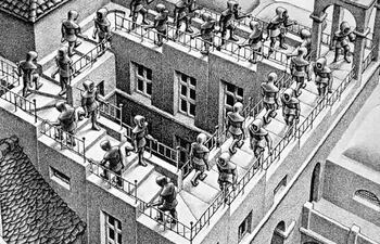 M. C. Escher, “Sube y baja”, litografía, 1960.