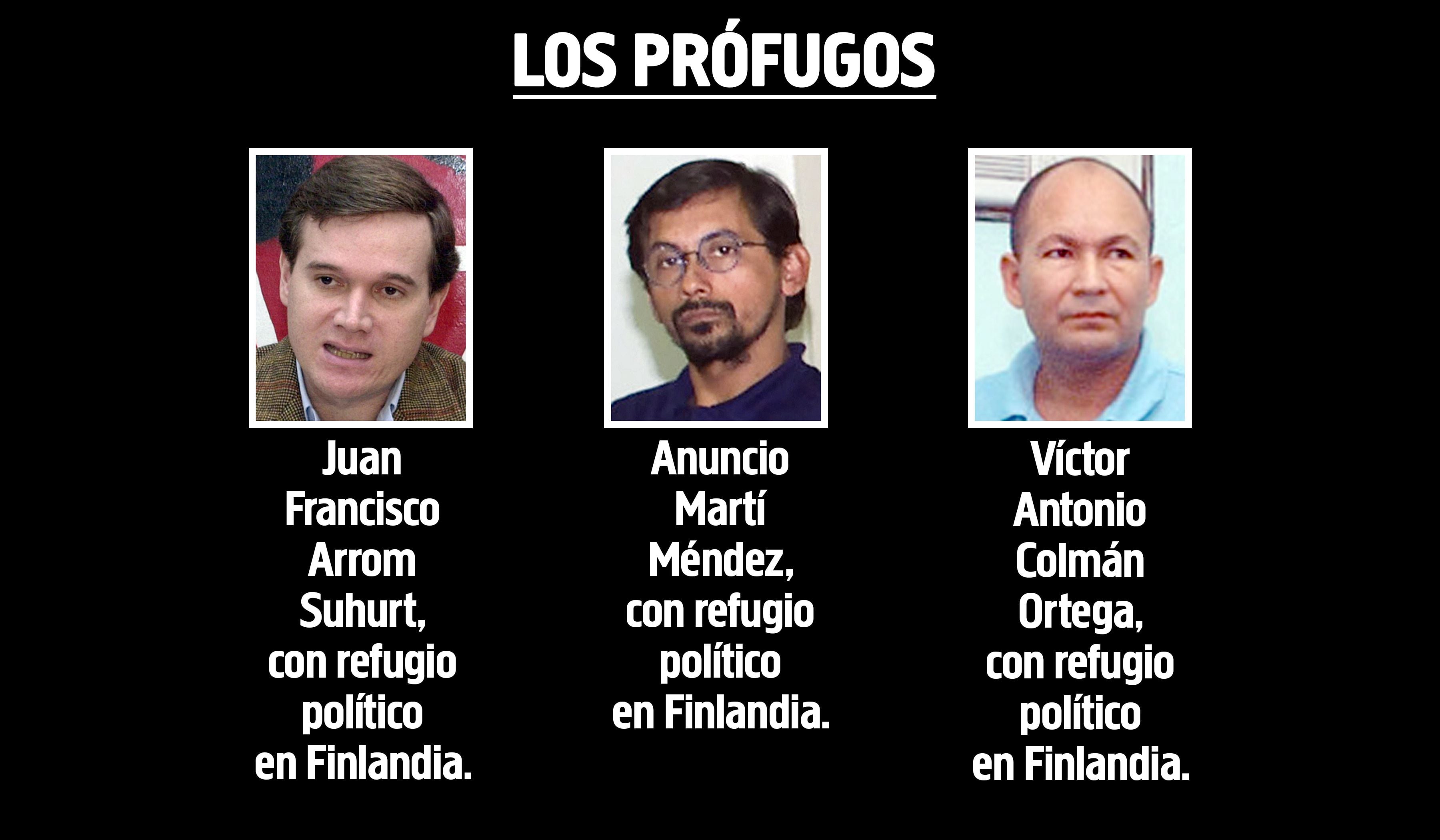 Juan Francisco Arrom Suhurt, Anuncio Martí Méndez Y Víctor Antonio Colmán Ortega, prófugos por el caso Debernardi, pero con refugio político en Finlandia.