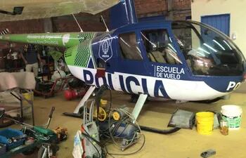 Un helicóptero de la Policía de la provincia de Buenos Aires (Argentina) fue hallado en el hangar.
