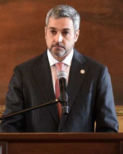 Mario Abdo Benítez, Presidente de la República, durante su último discurso público, cuando agradeció el respaldo que desactivo su posible juicio político.
