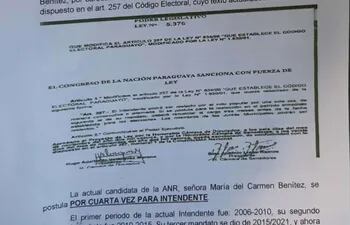 El pedido de impugnación presentado ante el Juzgado Electoral de Paraguarí.