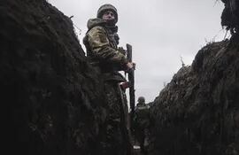 Un soldado ruso en la zona de Bajmut, el pasado domingo.
