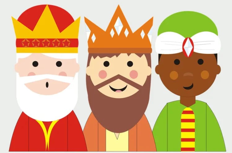 Ilustración de los Reyes Magos. La RAE invita a participar del juego ortográfico de los Reyes Magos.