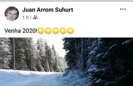 Posteo de Juan Arrom para dar la bienvenida al 2020.