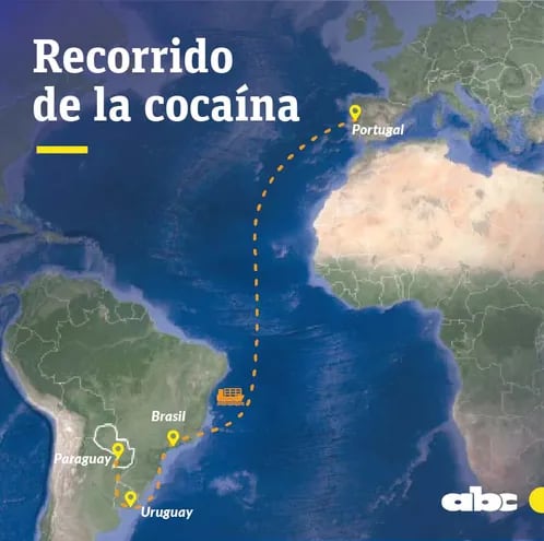 La carga de 697 kilos de cocaína, que probablemente salió de Paraguay, pasó por Uruguay y Brasil y cayó en Portugal.