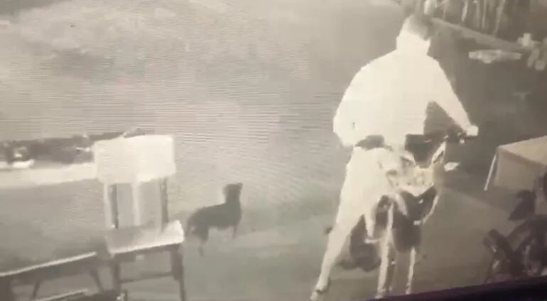 Un video de circuito cerrado captó a uno de los reducidores con la motocicleta robada.