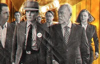 Imagen ilustrativa de los actores de la serie "Successión" y la película "Oppenheimer", producciones que arrasaron en los Globos de Oro 2024.