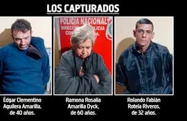 Édgar Clementino Aguilera Amarilla, con arresto domiciliario.  Ramona Rosalía Amarilla Dyck, con prisión preventiva. Rolando Fabián Rotela Riveros, con arresto domiciliario.