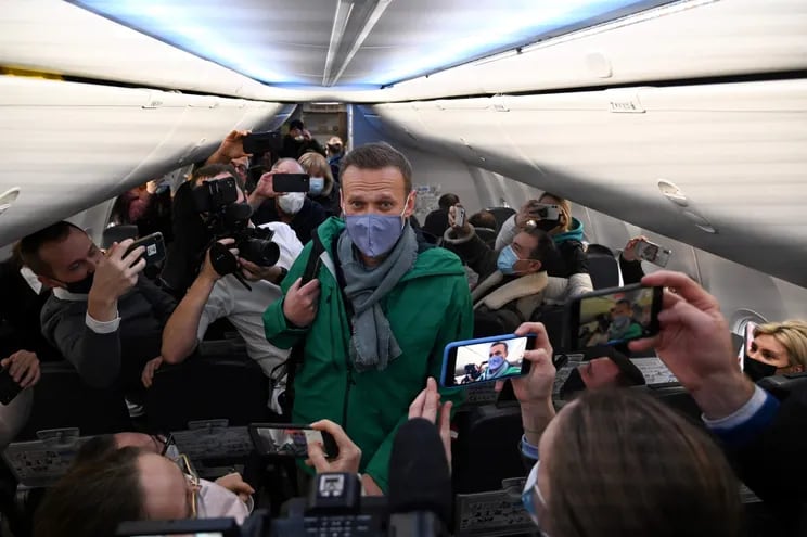 El líder opositor ruso, Alexei Navalny  a su llegada a Moscú, en enero pasado. Desde entonces está detenido.